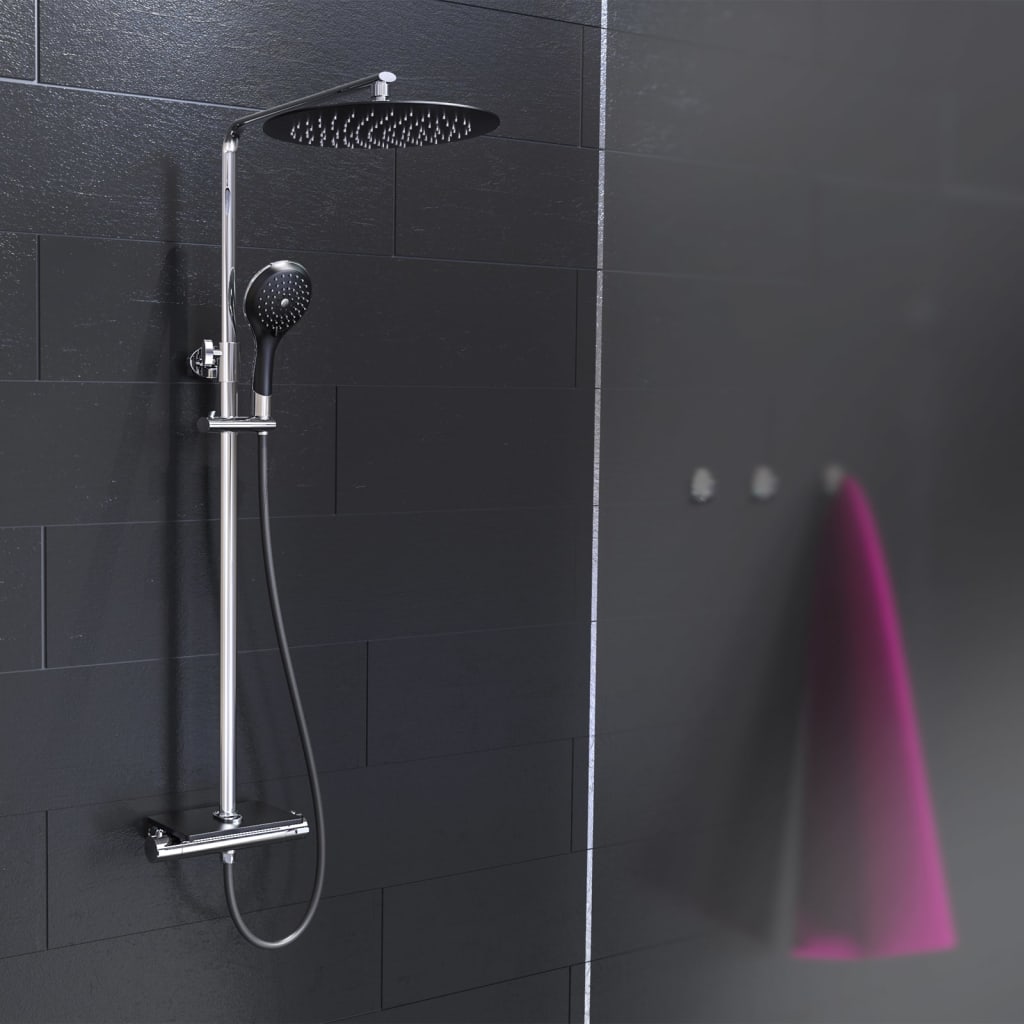 EiSl EiSl -Kopf -Dusche Set mit Thermostat Tap Grande Vita Chrome -Zwart