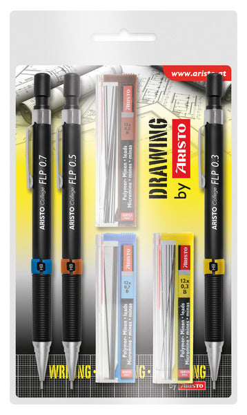 Aristo Aristo AR-23559 Vulpotlodenet Set Set Set HB 0,35 0,5 0,7 mm mit kostenlosen Bleistiftmarkierungen