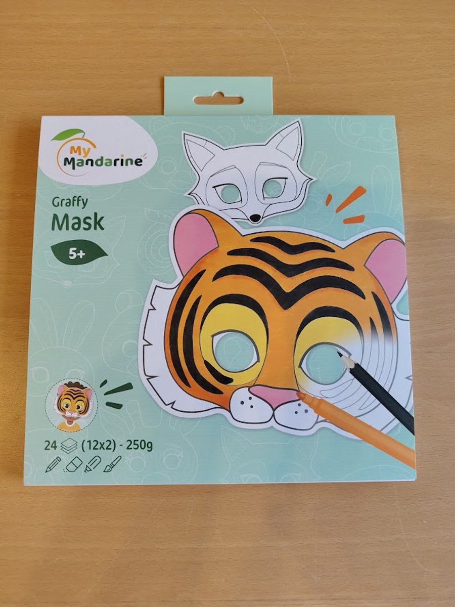 Sans-Marque-Masken ohne Markenzeichen | Tiere | Pappe | 21 x 20 cm | 24 Stück – Graffiti-Pop-Maske zum Ausmalen