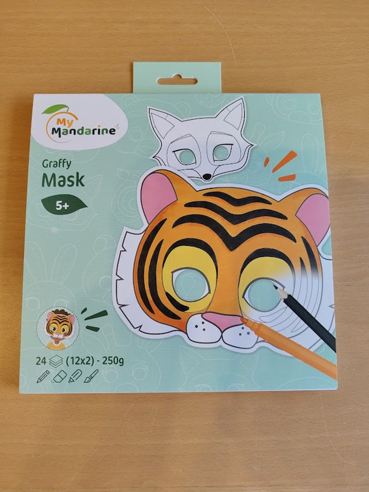 Sans-Marque-Masken ohne Markenzeichen | Tiere | Pappe | 21 x 20 cm | 24 Stück – Graffiti-Pop-Maske zum Ausmalen
