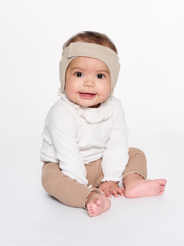 Dooky® Dooky Baby-Gehörschutz – weiches, verstellbares Kopfband – 0–6 Monate – Beige – Öko-Tex-Baumwolle – leicht bequem