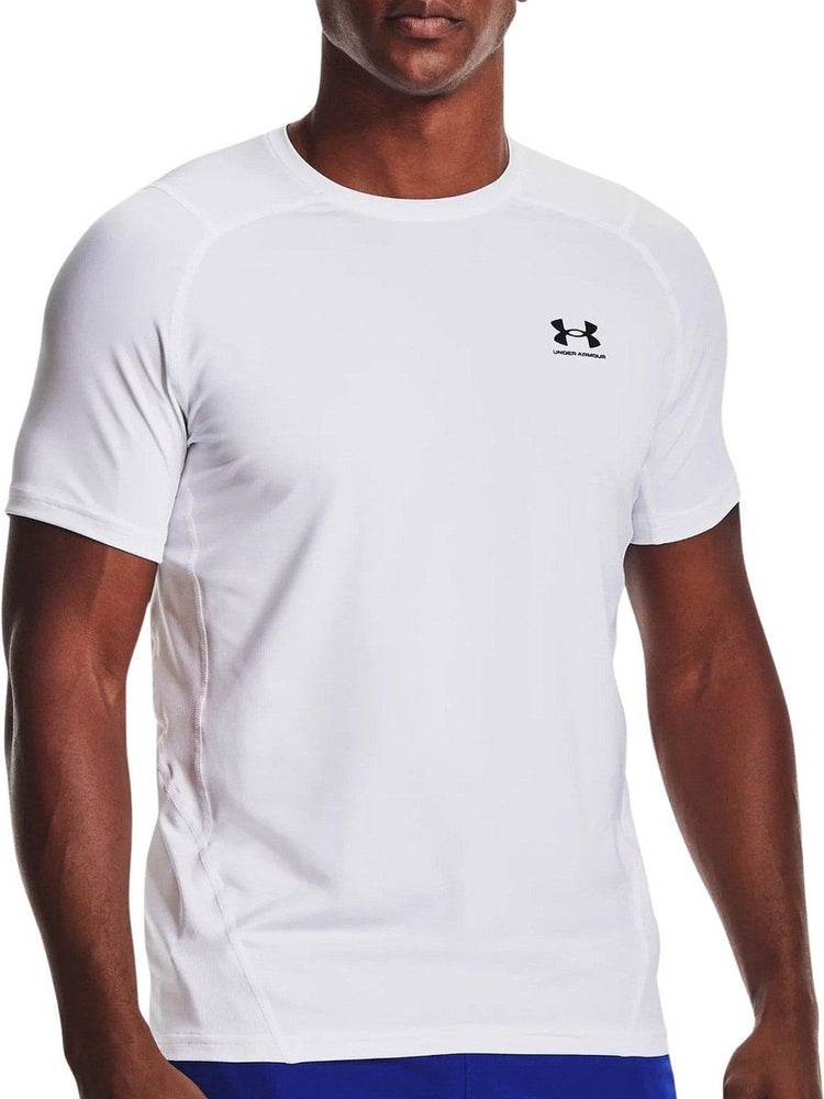 Under Armour UA HG Armour Fitted SS-WHT Herren-Sportshirt – Weiß – Schwarz