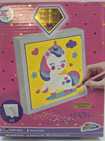 Grafix Diamantgemälde für Kinder – Einhorn – inklusive Rahmen – 15x15 cm – ab 6 Jahren