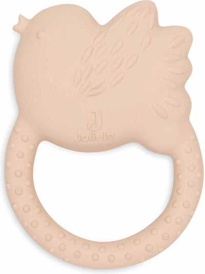 Jollein – Baby-Beißring aus Gummi – schöne Vögel – Beißspielzeug – robust, weich und sicher – Vogel