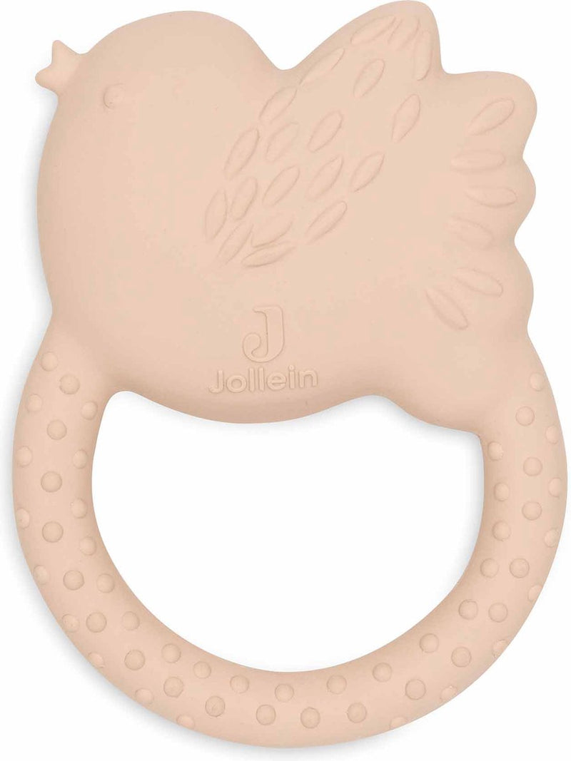 Jollein – Baby-Beißring aus Gummi – schöne Vögel – Beißspielzeug – robust, weich und sicher – Vogel