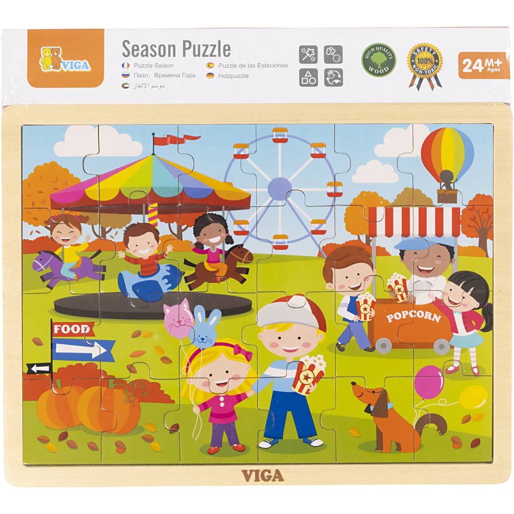 Viga Jahreszeiten Holzpuzzle, Die Jahreszeiten, Herbst, Größe 30x22,5 cm, 24 Teile, 1 Stück