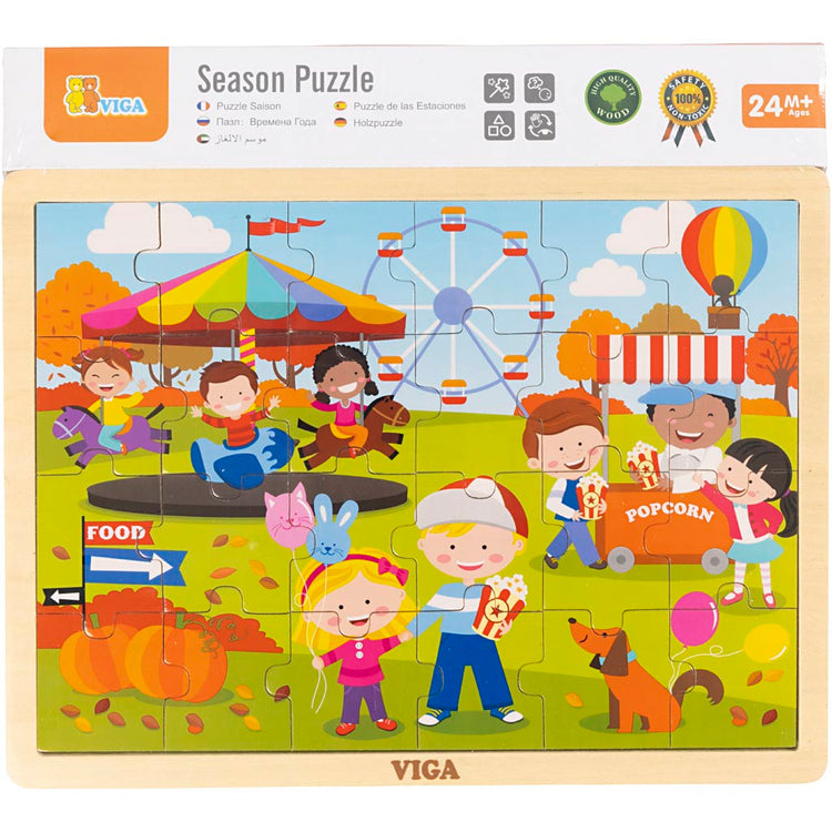 Viga Jahreszeiten Holzpuzzle, Die Jahreszeiten, Herbst, Größe 30x22,5 cm, 24 Teile, 1 Stück