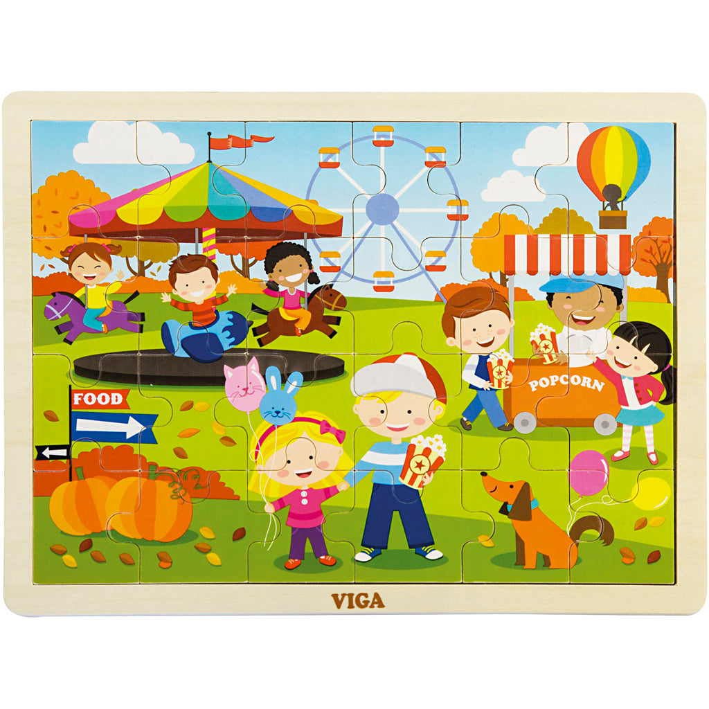Viga Jahreszeiten Holzpuzzle, Die Jahreszeiten, Herbst, Größe 30x22,5 cm, 24 Teile, 1 Stück