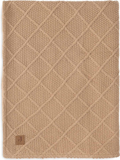 Jollein – Kinderbettdecke 75 x 100 cm – Kinderbettdecke, Wiegendecke, Babydecke – kariertes Keks-Teddy-Fleece