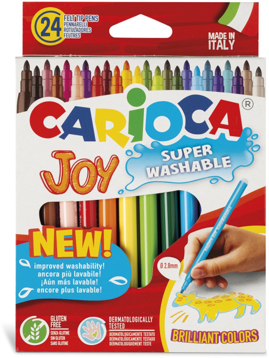 Carioca Joy-Marker – 24 Farben – Maxispitze 6 mm – waschbar – Malmarker für Kinder