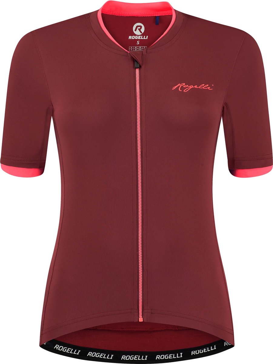 Rogelli Essential Radsportshirt – kurze Ärmel – Damen – Bordeaux, Koralle – Größe L