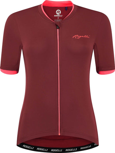 Rogelli Essential Radsportshirt – kurze Ärmel – Damen – Bordeaux, Koralle – Größe L