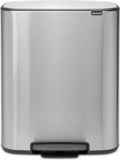 Brabantia Bo-Abfallbehälter – 60 Liter – 1 Fach – mattierter Stahl, fingerabdrucksicher