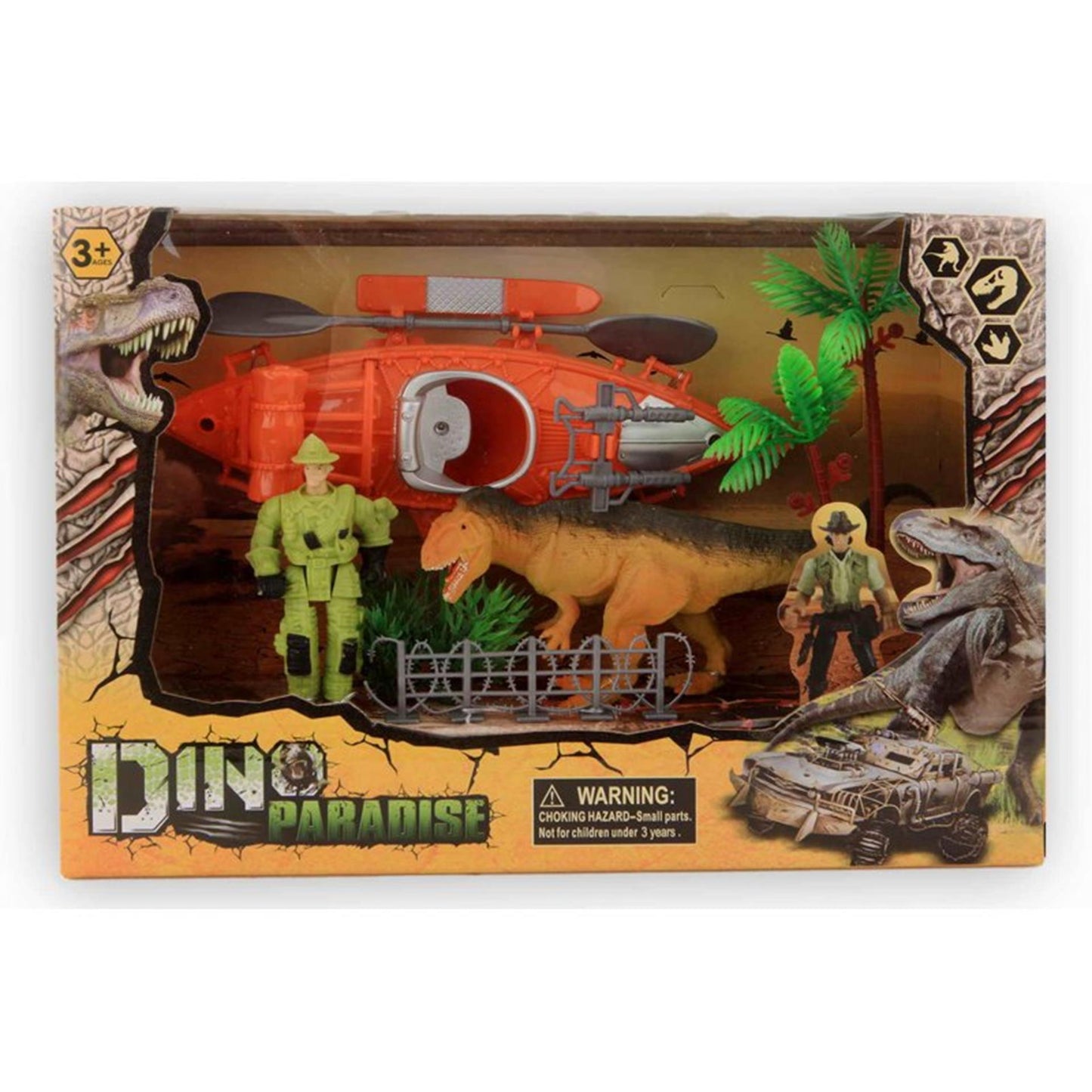 Dino-Spielset mit Kanu 20cm
