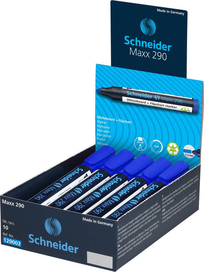 Schneider Schreibgeräte Schneider Whiteboard Marker - Maxx 290 - Rundspitze - Blau - 10 Stück - für Whiteboard und Flipchart - S-129003-10