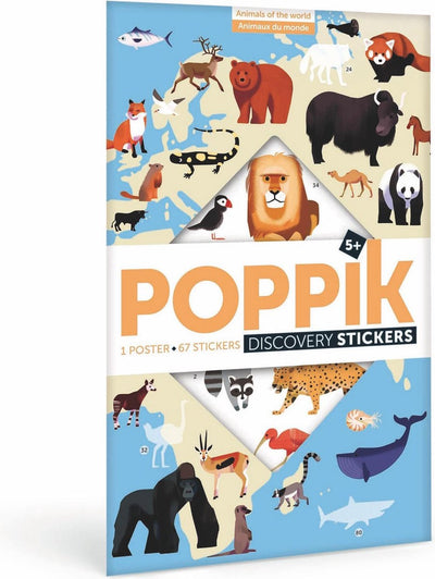 Poppik Aufkleber-Poster pädagogisch – [-Entdeckung] Tiere der Welt – ab 6 Jahren