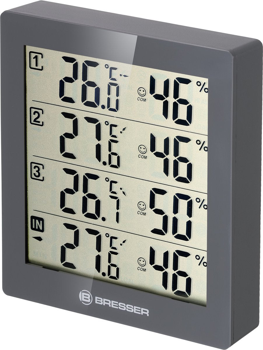 Bresser Wetterstation - Temeo Hygro Quadro 12 cm - Grau - 4-tlg