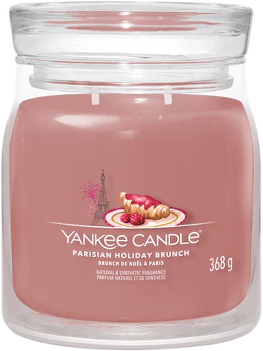 Yankee Candle – Pariser Weihnachtsbrunch-Duftkerze, mittelgroß – 50 Brennstunden – 2 Dochte