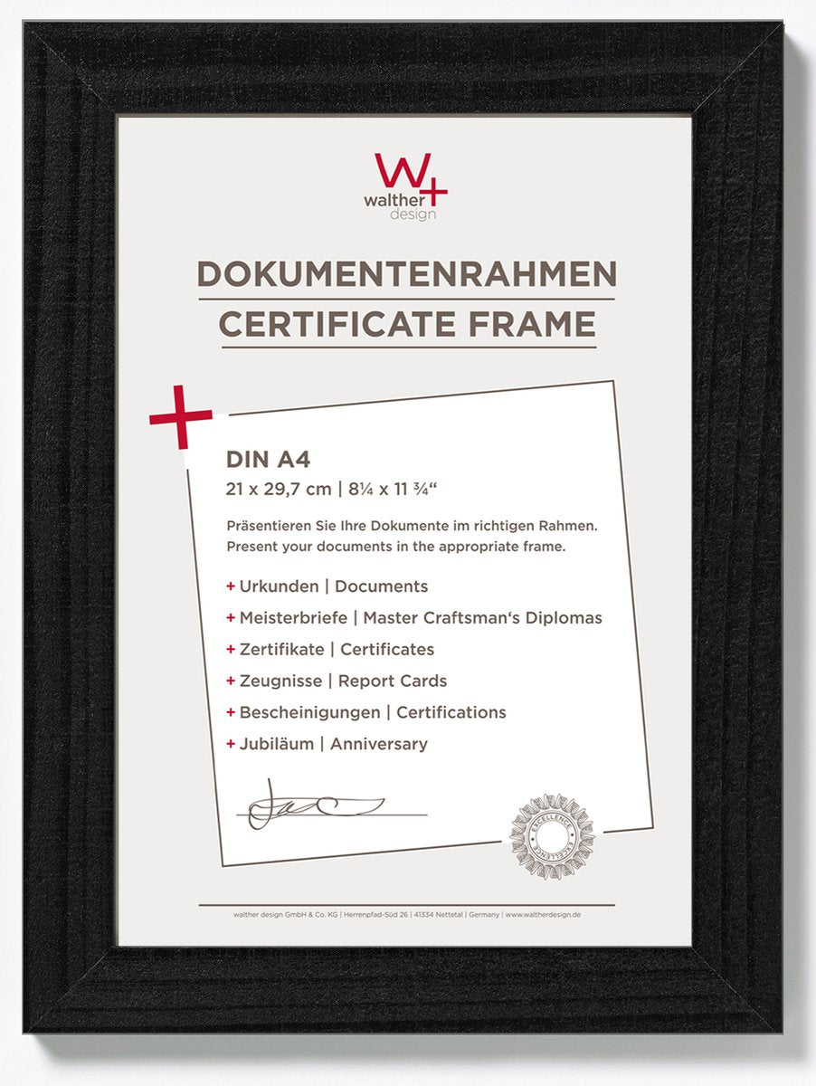 Walther Home - Holzrahmen - Fotogröße 21x29,7 cm (Din A4) - Schwarz