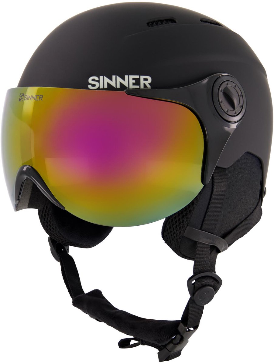 Sinner Typhoon Visier Unisex Skihelm - Mattschwarz - Größe M, 55-58 cm