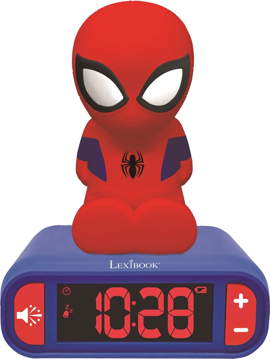 Lexibook-Wecker mit Nachtlicht, 3D-Design, Spiderman und Soundeffekten