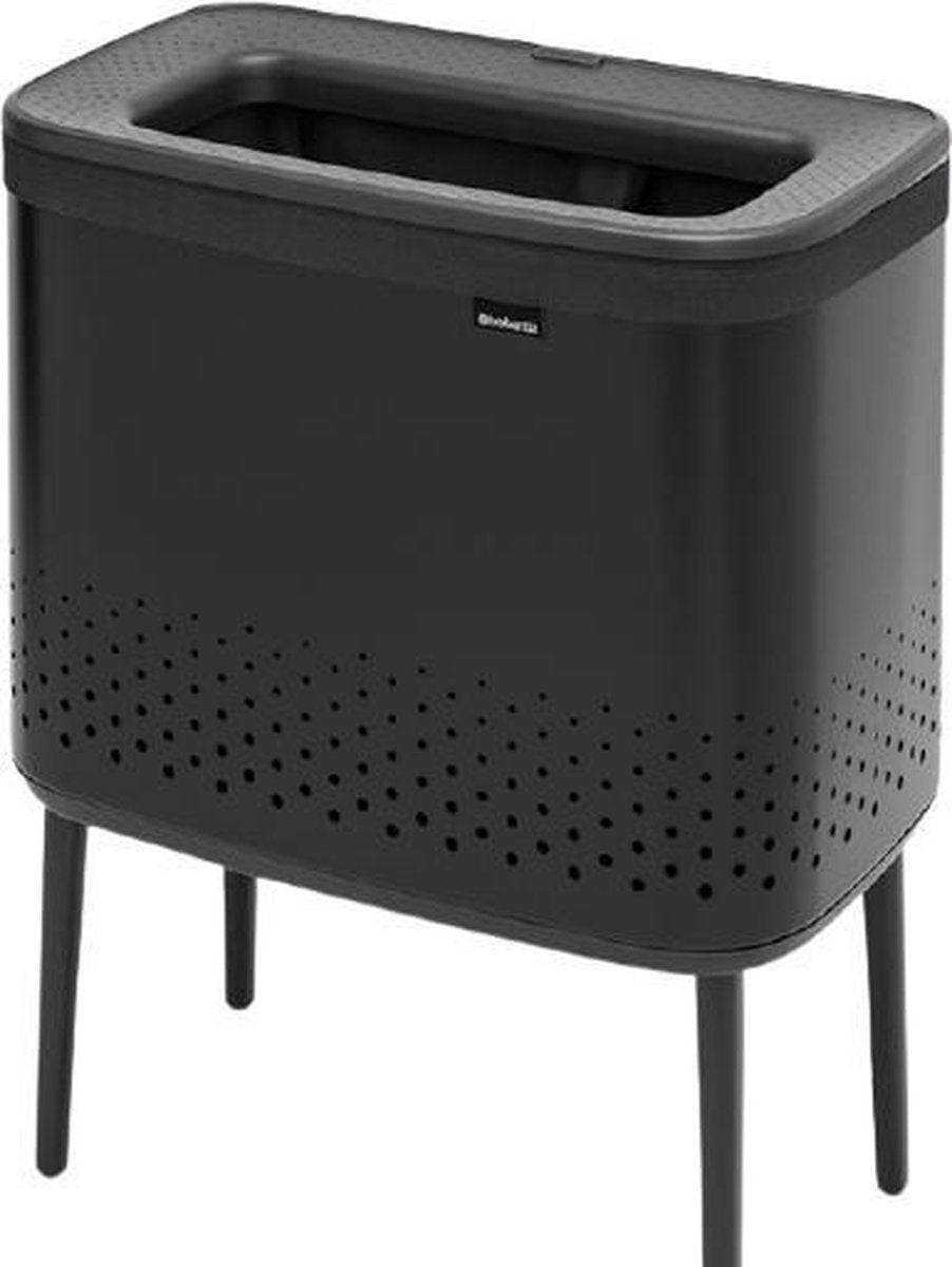 Brabantia Bo Wäschekorb – mit Deckel – 60 l – mattschwarz