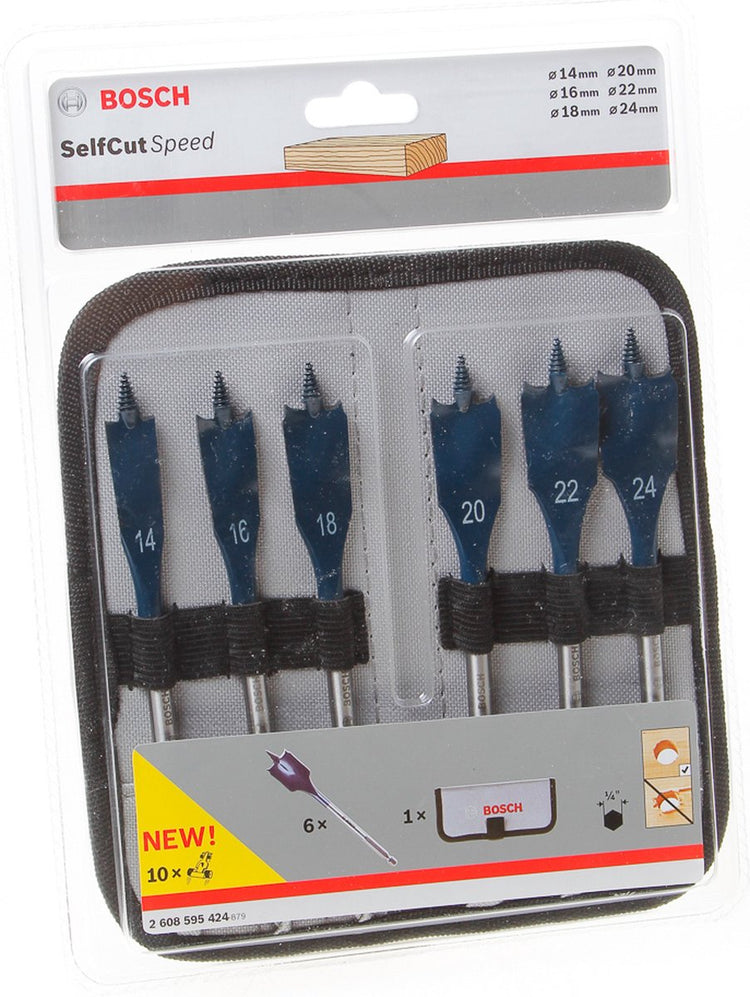 Bosch Professional - Expert Selbstschneidender Speedbohrersatz 14 16 18 20 22 24 mm 6-teilig