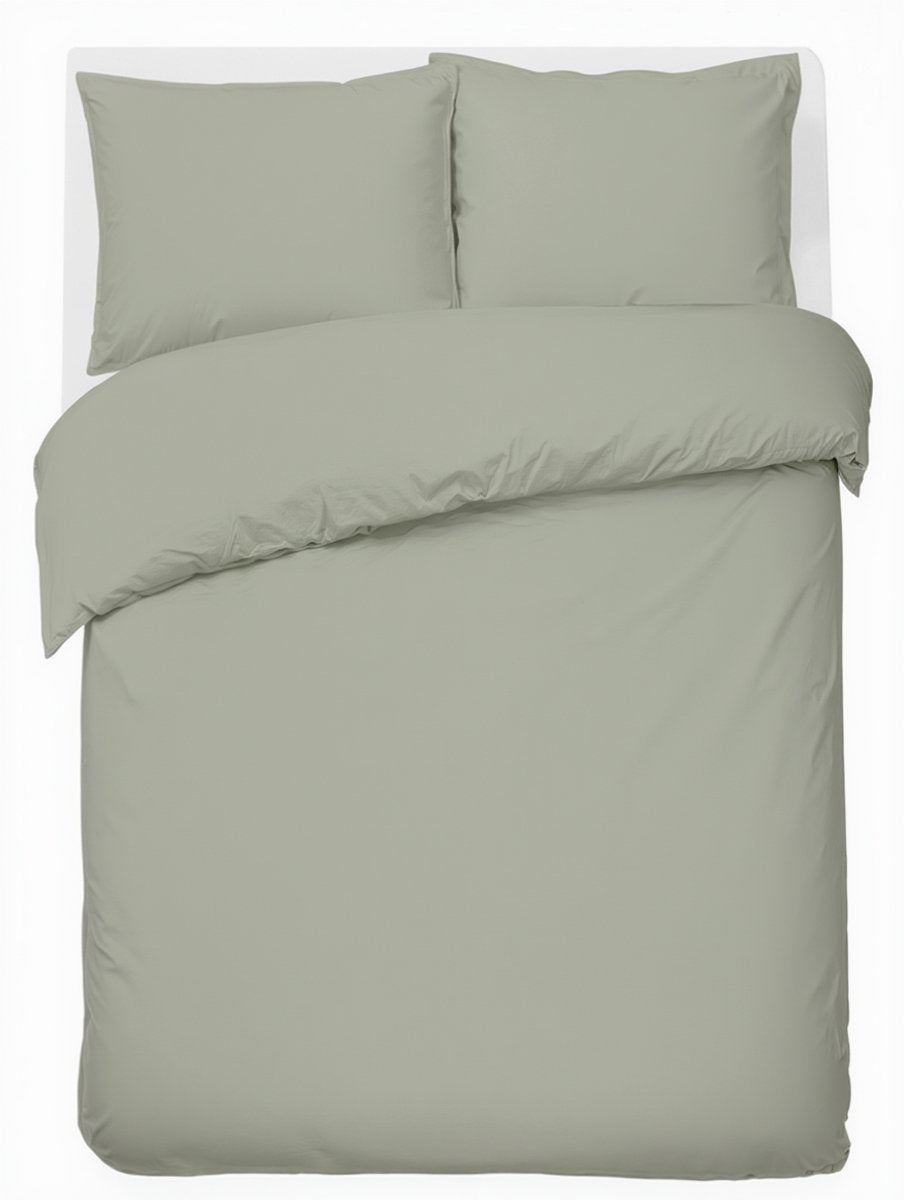 Stille. Living Hush Living Bettbezug Perkal – 100 % Baumwolle – 200 tc – extra frisch und kühl – robust und langlebig – 240 x 220 + 20 cm – 2 x 60 x 70 cm Kissenbezüge – mit Befestigungsschlaufen – hellgrün