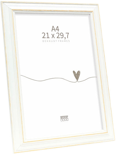 Deknudt Frames Fotorahmen S221H1 – Weiß mit natürlichem Akzent – 21 x 29,7 cm