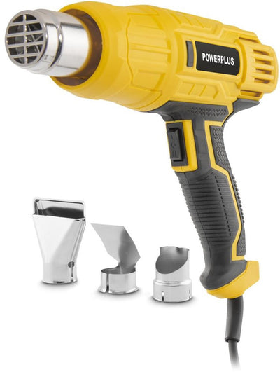 Powerplus elektrische Heißluftpistole powx1015 – 2000 W Heißluftpistole – Farbentferner bis 600 °C – mit 3 Düsen