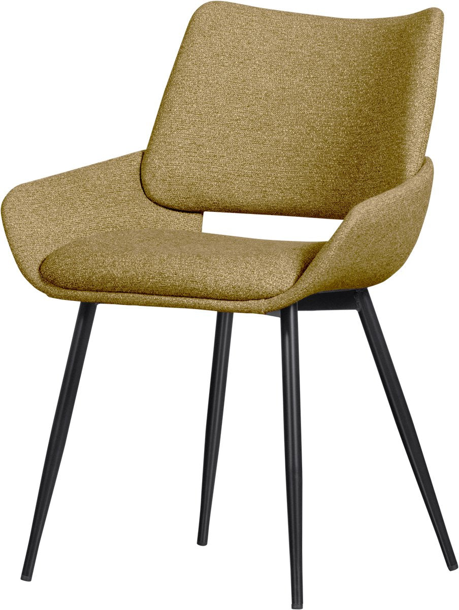 Woood Parade Esszimmerstuhl – Melange-Stoff – Senf – 83 x 58 x 55