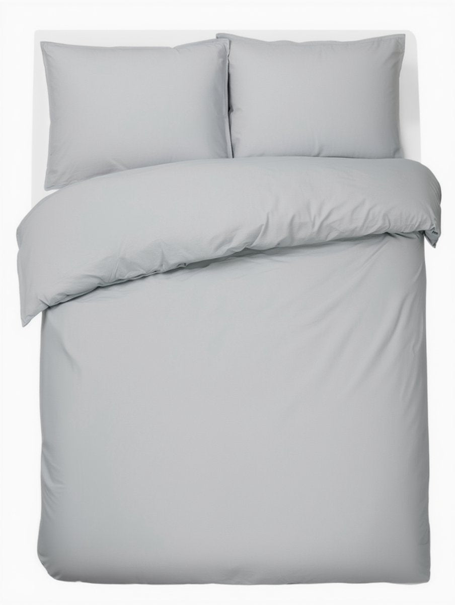 Stille. Living Hush Living Bettbezug Perkal – 100 % Baumwolle – 200 tc – extra frisch und kühl – stark und langlebig – 240 x 220 + 20 cm – 2 x 60 x 70 cm Kissenbezüge – mit Befestigungsschlaufen – hellgrau