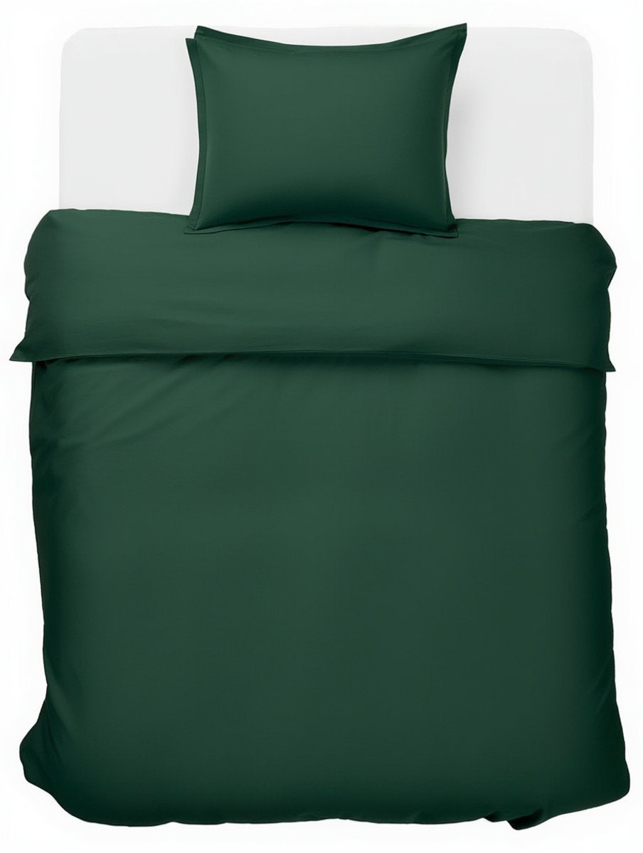 Stille. Living Hush Living Bettbezug – 100 % Baumwolle – 144 tc – flexibel und atmungsaktiv – 140 x 220 + 20 cm – Kissenbezug 60 x 70 cm – mit Befestigungsschlaufen – dunkelgrün