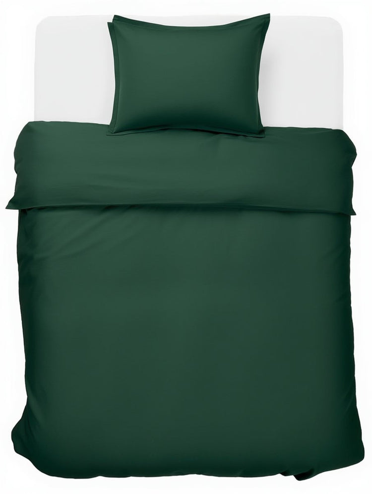 Stille. Living Hush Living Bettbezug – 100 % Baumwolle – 144 tc – flexibel und atmungsaktiv – 140 x 220 + 20 cm – Kissenbezug 60 x 70 cm – mit Befestigungsschlaufen – dunkelgrün