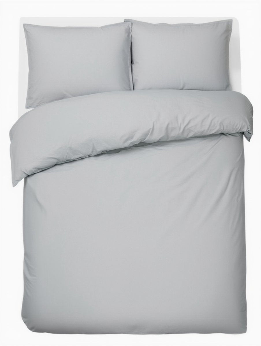 Stille. Living Hush Living Bettbezug – 100 % Baumwolle – 144 tc – flexibel und atmungsaktiv – 200 x 220 + 20 cm – 2 x 60 x 70 cm Kissenbezüge – mit Befestigungsschlaufen – hellgrau
