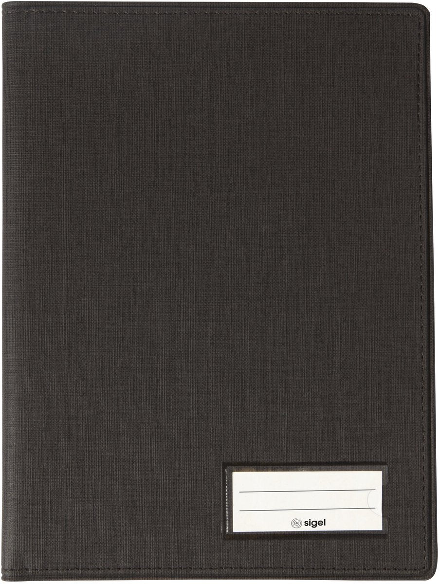 Sigel Schreibmappe – Größe A5 – mit Stiftfach, Einsteckfach und Blockhalter – anthrazit – si-ef515