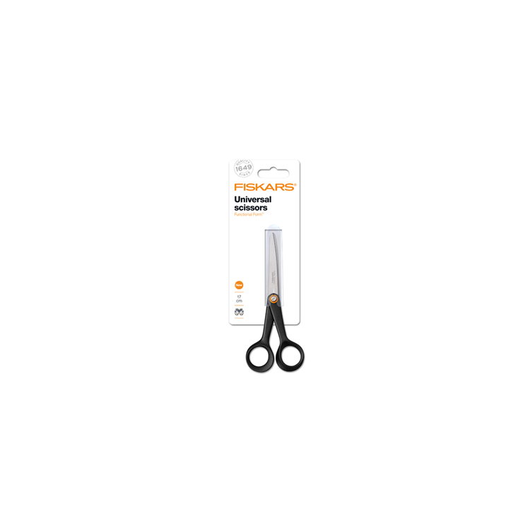 Fiskars 1067002 - Uni-Schere ff 17cm, schwarz | 5 Stück