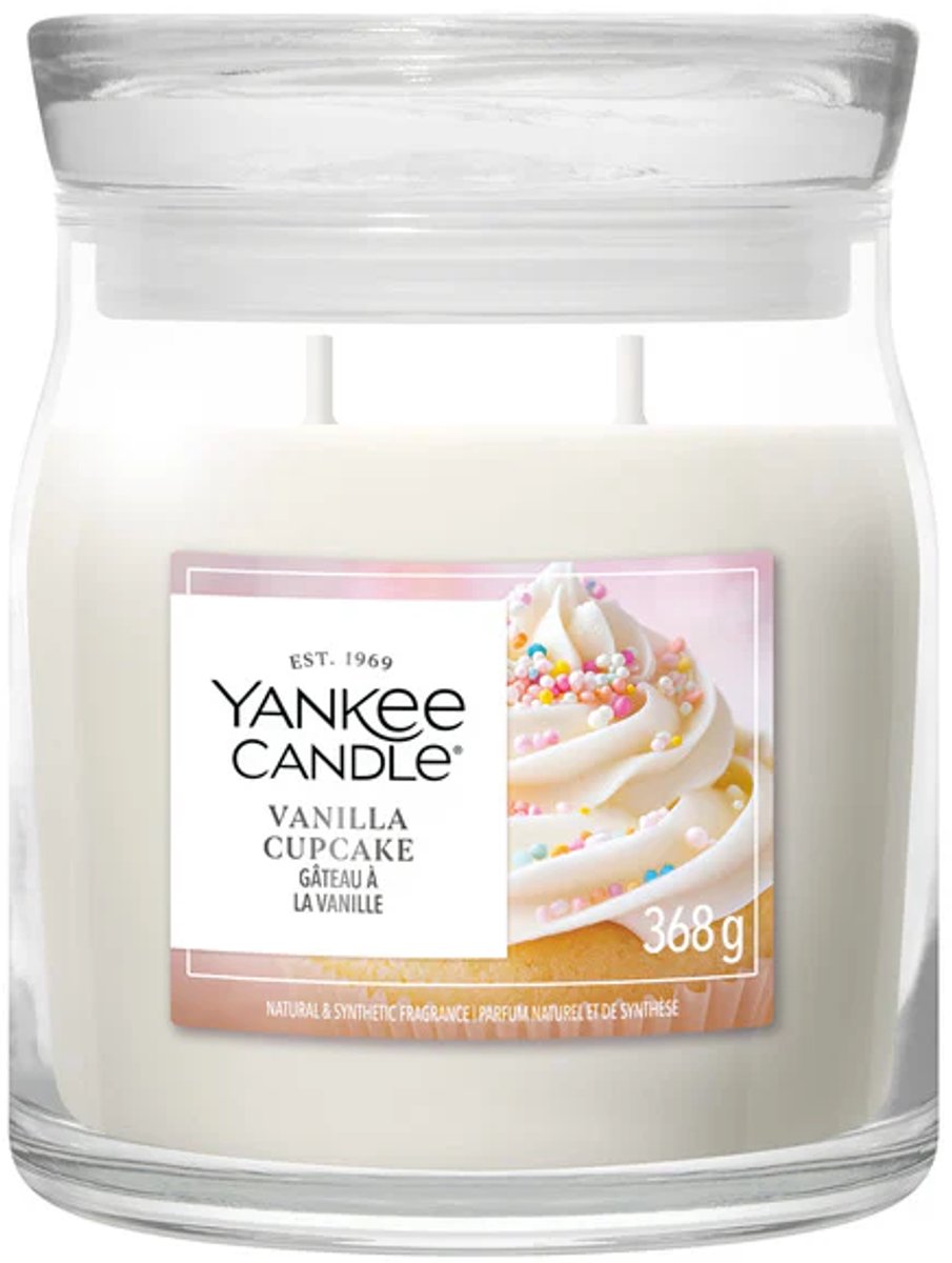 Yankee Candle – mittelgroße Duftkerze „Vanille Cupcake“ – 50 Brennstunden – 2 Dochte