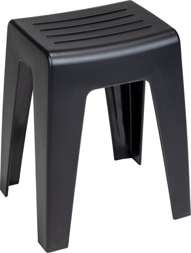 Wenko Badezimmerhocker Kumba aus schwarzem Kunststoff B38 x H47 x T32cm – Duschhocker – Duschsitz – Duschstuhl – Belastbarkeit max. 120 kg
