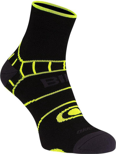 Avento Radsocken mit Climayarn – schwarz fluoreszierend gelb – 35-38