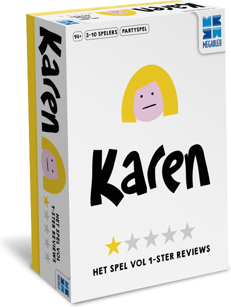Megableu Karen – das Beschwerde-Partyspiel – basierend auf echten 1-Stern-Bewertungen – irreführendes und kreatives Kartenspiel für Erwachsene – niederländische Version