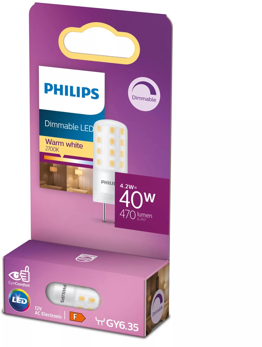 Philips LED-Kapsel dimmbar – 40 W – GY6,35 – warmweißes Licht