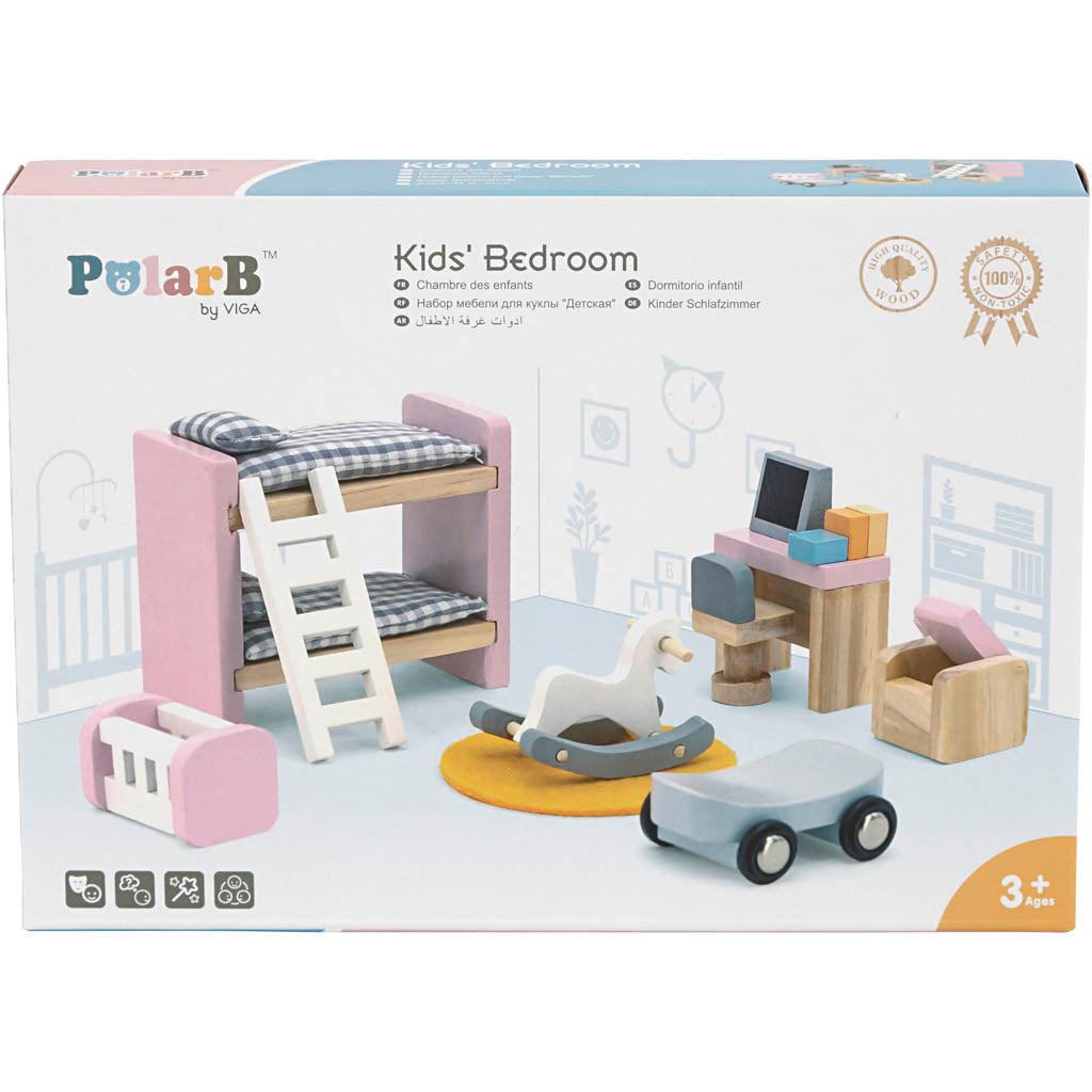 Viga-Möbel für Puppenhaus, Kinderzimmer, Maße 2x2x7,5 cm, 8 Teile 1 Set