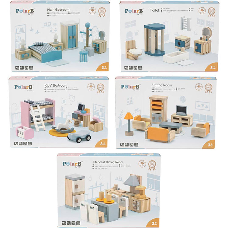 Viga Möbel für Dollhouse, dumm 2x2x7,5 cm, 40 Teile 1 Set