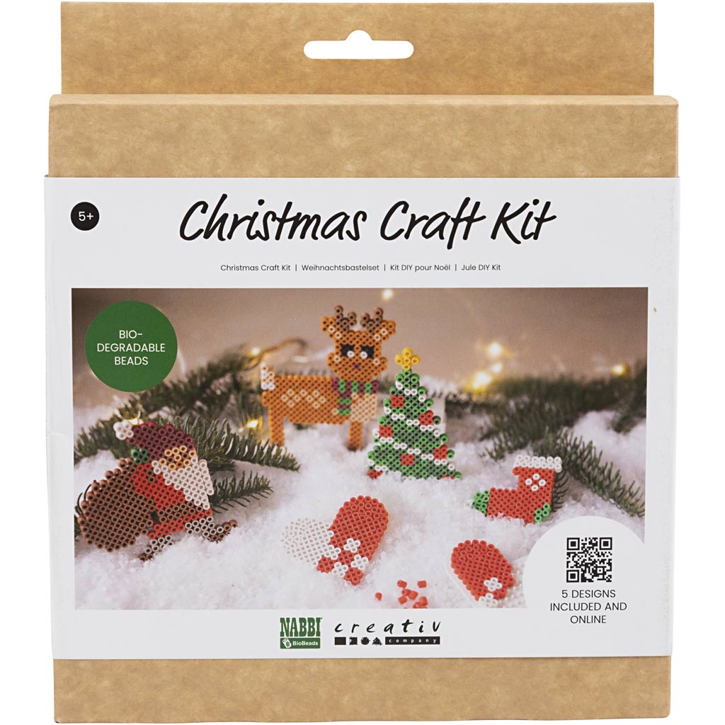 Nabbi Hobby-Set Bioperlen, Weihnachtsmann, Weihnachtsstrumpf, Weihnachtsherz, Weihnachtsbaum und Rentier, 1 Box