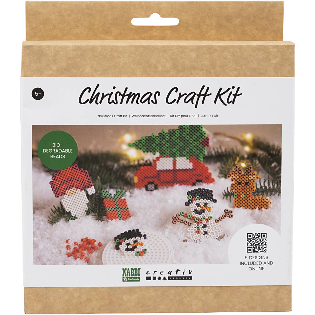 Nabbi Hobby-Set Bioperlen, Weihnachtsauto, Rentier, Schneemann, Elf und Geschenk, 1 Box