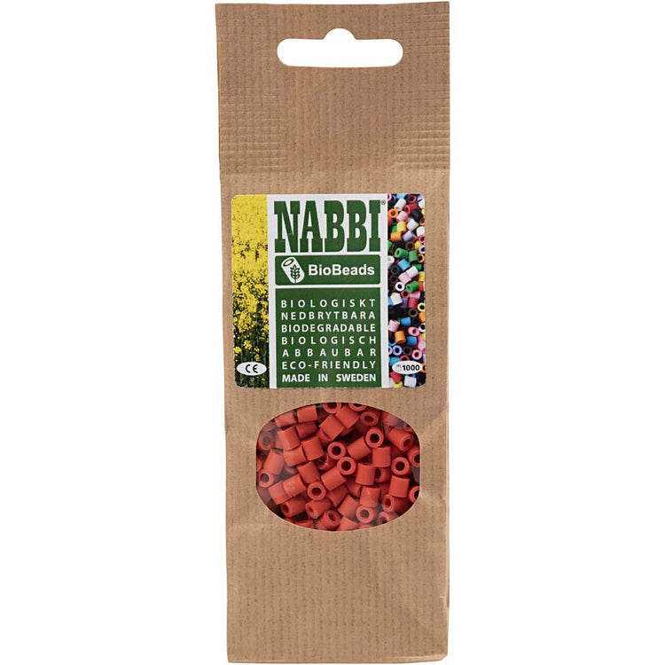 Nabbi-Bioperlen von , Größe 5x5 mm, Lochgröße 2,5 mm, mittel, hellrot, 1000 Stück 1 Box