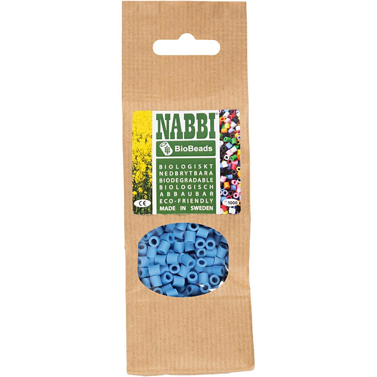 Nabbi-Bioperlen von , Größe 5x5 mm, Lochgröße 2,5 mm, mittel, blau, 1000 Stück 1 Box