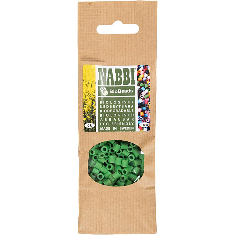 Nabbi-Bioperlen von , Größe 5x5 mm, Lochgröße 2,5 mm, mittel, grün, 1000 Stück 1 Box