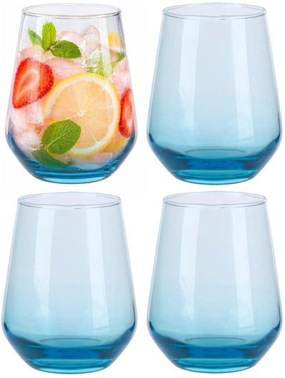 Alpina Tumbler Smoke Wassergläser Trinkgläser - 4x Stück - 450 ml - Luxusgläser - Hellblau - Halbtransparent - für Softdrinks und Wasser